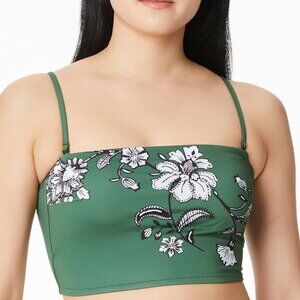 Sanctuary Balinese Beauty Printed Crop Bandeau Bikini Top, Green Cactus, Large